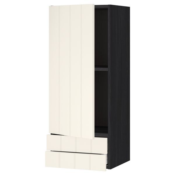 Навесной шкаф с дверцей, 2 ящика МЕТОД / МАКСИМЕРА, черный, Хитарп белый с оттенком - схема-чертеж с размерами