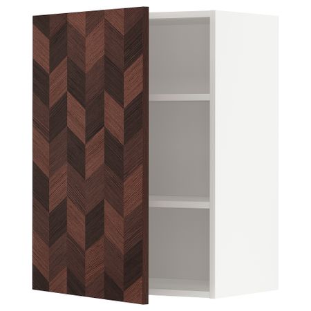 Навесной шкаф с полками, белый Hasslarp, коричневый с рисунком, 60x80 см IKEA METOD МЕТОД 894.660.24