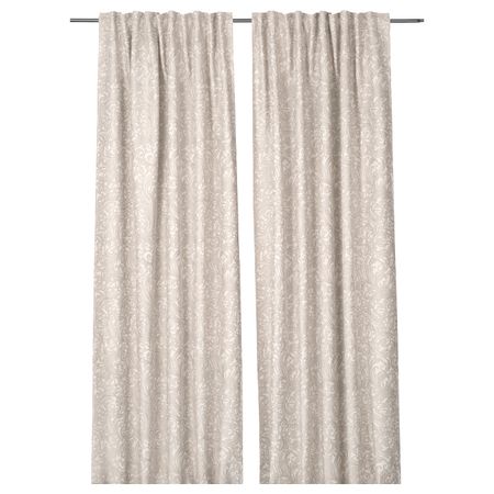 Гардины, 2 шт., с цветочным орнаментом/естественный 155x300 см IKEA ÅSABRITT ОСАБРИТТ 604.937.49