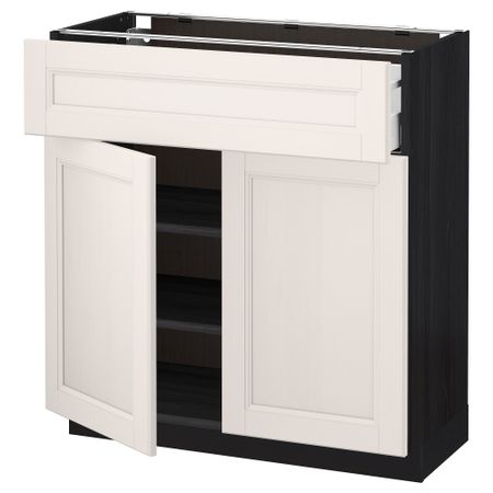 Напольный шкаф + ящик, 2 дверцы МЕТОД / МАКСИМЕРА, черный, Лаксарби белый