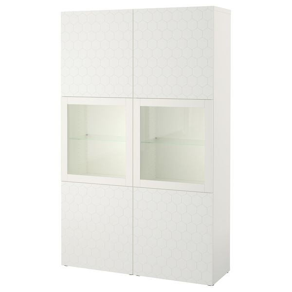 Комбинация для хранения + стеклянная дверц, белый/вассвикен белый прозрачное стекло 120x40x192 см IKEA БЕСТО 992.666.42 - фото 1