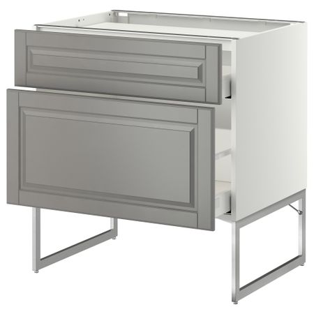 Напольный шкаф, 2 фронтальных панели, 3 ящика МЕТОД / МАКСИМЕРА, белый, Будбин серый