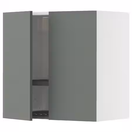 METOD Навесной шкаф с сушилкой/2дверцы - белый/Nickebo матовый серо-зеленый 60x60 см