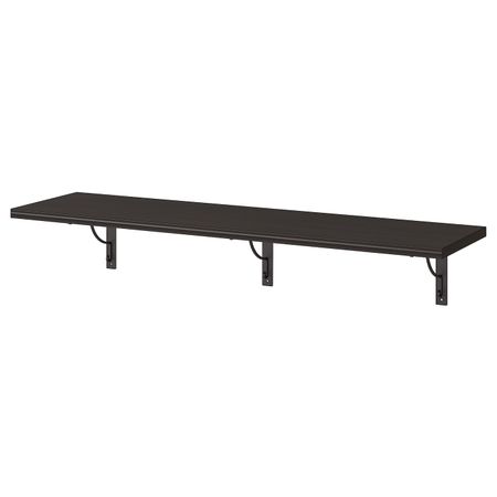 Полка навесная, коричнево-чёрный, черный, 120x30 см IKEA БЕРГСХУЛЬТ / ЭКБИ ХОЛЬ 892.946.07