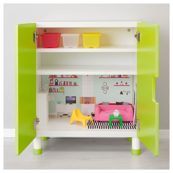 Комбинация для хранения с дверцами СТУВА, белый, зеленый (60x30x75 см) - схема-чертеж с размерами