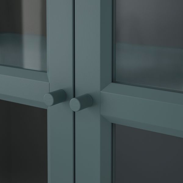 Шкаф книжный со стеклянными дверьми, серо-бирюзовый/дубовый шпон, беленый 80x30x202 см IKEA BILLY БИЛЛИ 004.662.68 - фото 8