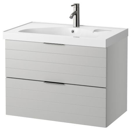 Шкаф для раковины с 2 ящиками ГОДМОРГОН / ЭДЕБОВИКЕН, светло-серый (80x49x64 см)