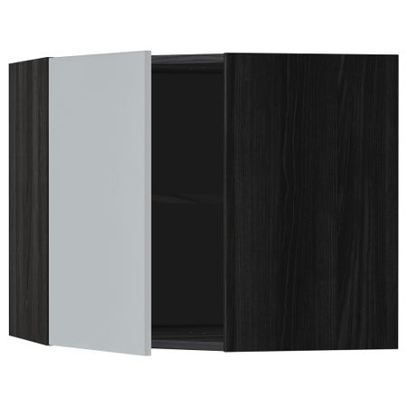 Угловой навесной шкаф с полками МЕТОД, черный, Веддинге серый