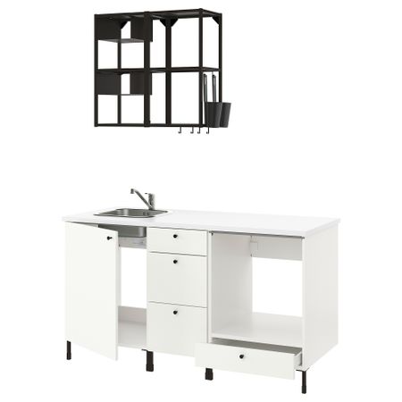 Кухня, антрацит, белый, 163x63.5x222 см IKEA BEGIVENHET БЕГИВЕНХЕТ 093.374.32