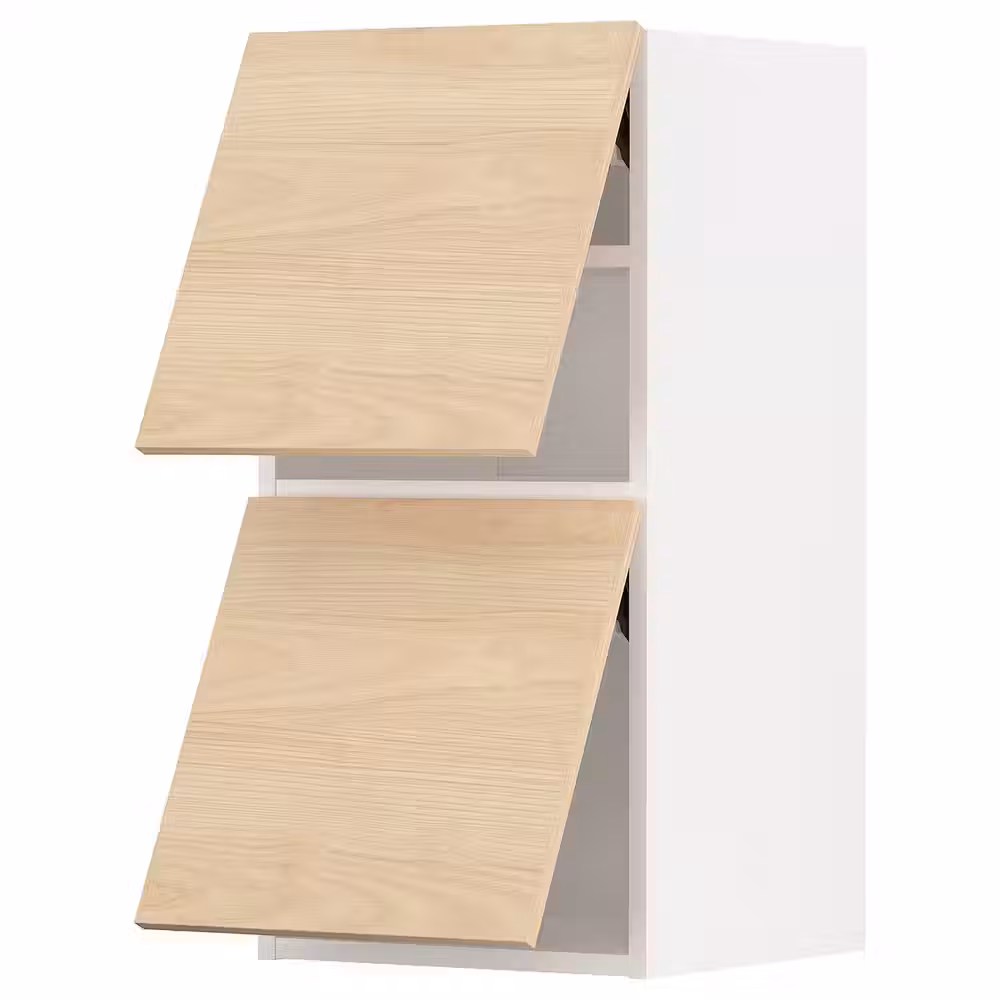 METOD Навесной шкаф/2 дверцы, горизонтал - белый/Askersund под светлый ясень 40x80 см - фото 1