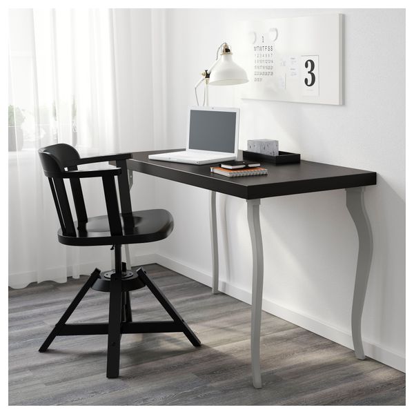 Стол ТОРНЛИДЕН / ЛАЛЛЕ, черно-коричневый, серый (120x60 см) - схема-чертеж с размерами