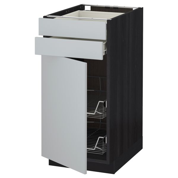 Напольный шкаф, дверца, 2 ящика, проволочных корзин МЕТОД / ФОРВАРА, черный, Веддинге серый - схема-чертеж с размерами