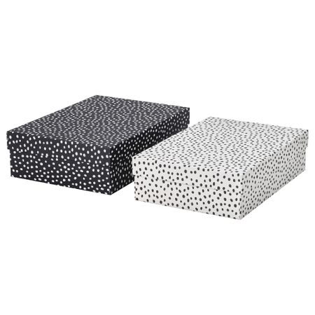 Коробка с крышкой, 2 шт., черный-белый IKEA RÄTTAREN 105.979.85