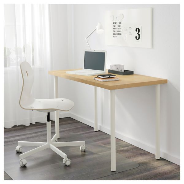 Стол ЛИННМОН / АДИЛЬС, под березу, белый (120x60 см) - схема-чертеж с размерами