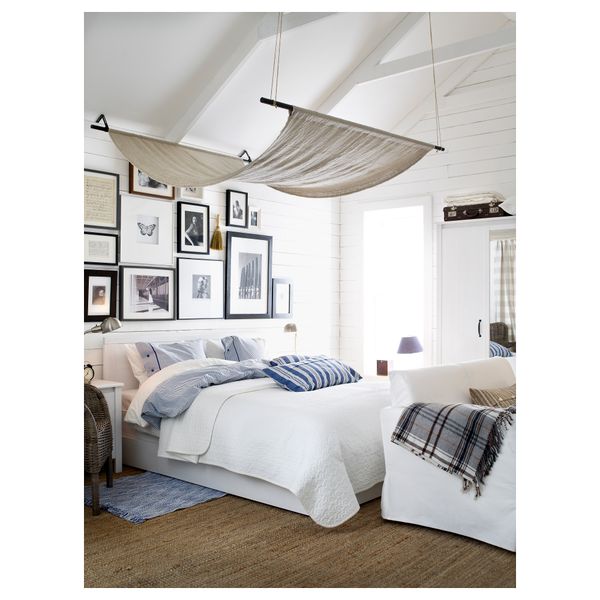 Каркас кровати с 4 ящиками БРУСАЛИ, белый, Лонсет (140x200 см) - фото 7