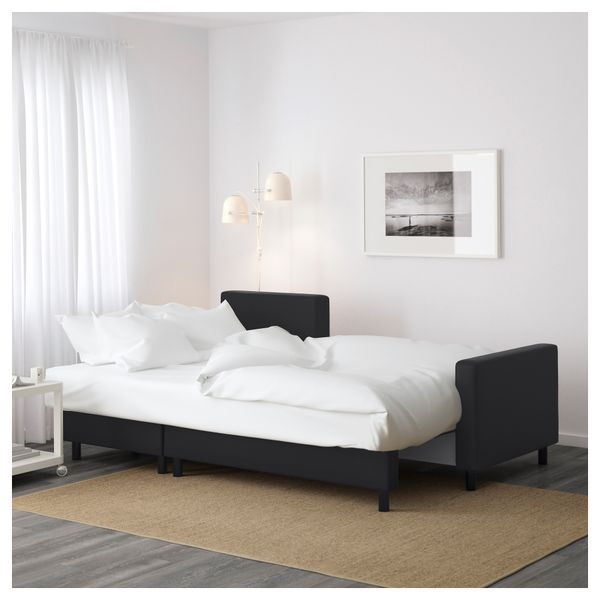 Диван-кровать с козеткой ЛУГНВИК, Гранон черный - фото 6