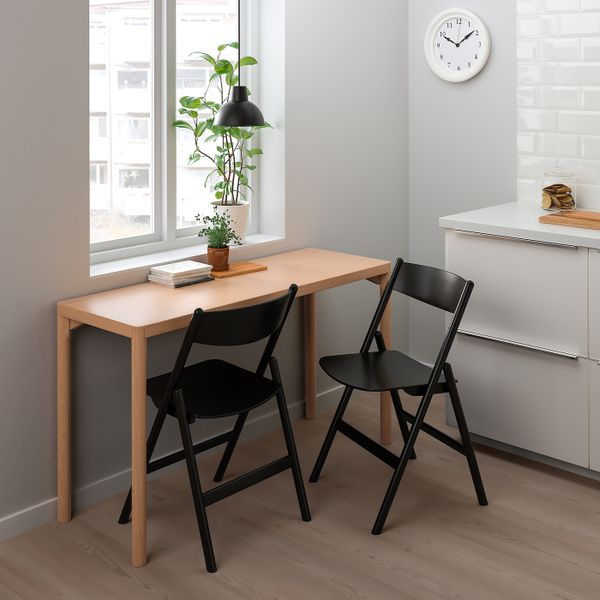 Стол и 2 складных стула, дубовый шпон/черный 130x45 см IKEA RÅVAROR РОВАРОР / RÅVAROR РОВАРОР 094.005.55 - схема-чертеж с размерами