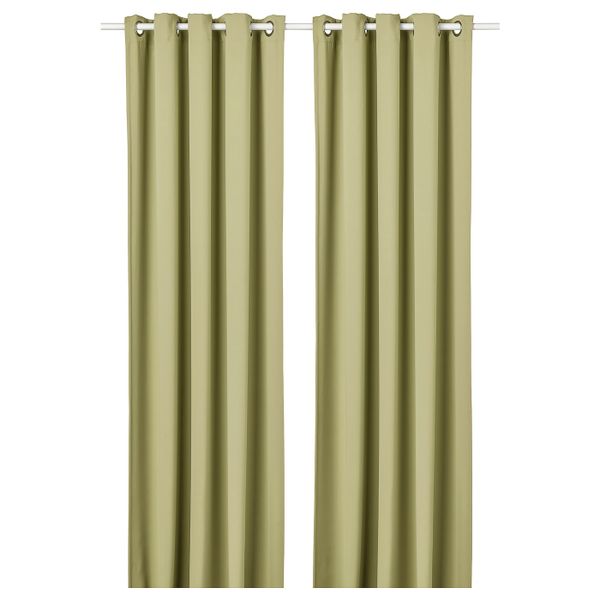Затемняющие гардины, 2 шт., светлый оливково-зеленый 145x300 см IKEA HILLEBORG ХИЛЛЕБОРГ 504.655.63 - фото 1