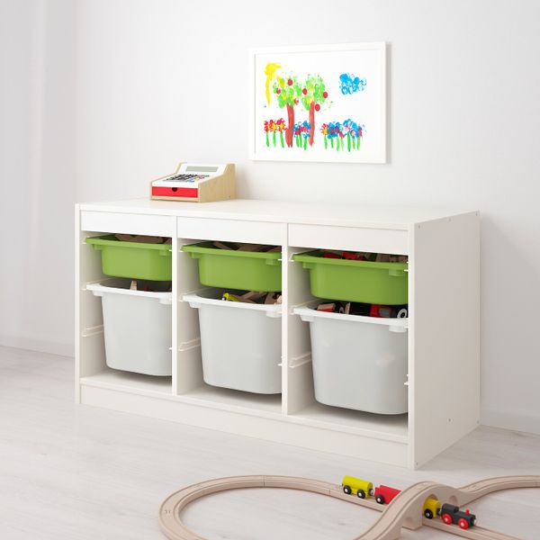 Комбинация для/хранения+контейнеры, белый, зеленый, 99x44x56 см IKEA ТРУФАСТ 092.221.48 - фото 2