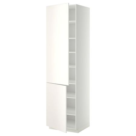 METOD Высокий шкаф с полками/2 дверцы - белый/Veddinge белый 60x60x220 см