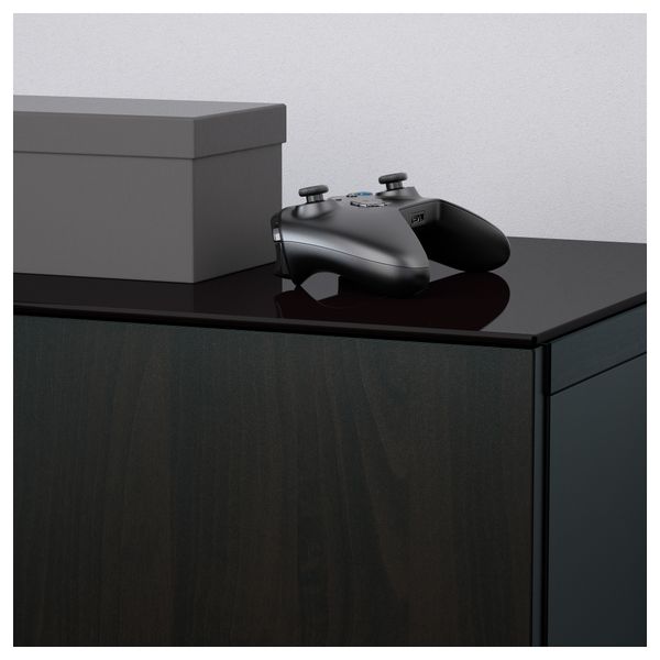 Шкаф для ТВ, комбинированный, стекляные дверцы БЕСТО, Лаппвикен, Синдвик черно-коричневый прозрачное стекло (240x40x230 см) - фото 5