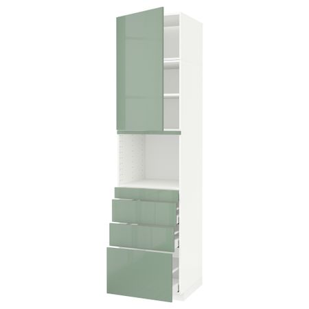 Высокий шкаф для СВЧ/дверца/4ящика МЕТОД / МАКСИМЕРА, белый, Калларп светло-зеленый