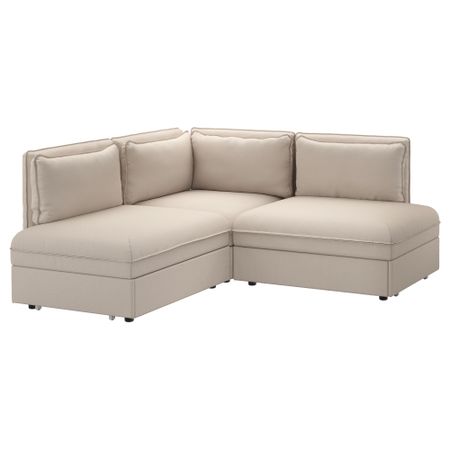 3-местный угловой диван-кровать ВАЛЛЕНТУНА, Оррста бежевый