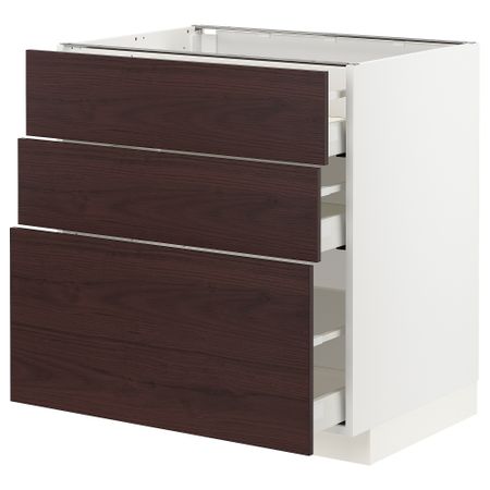 Напольный шкаф с 3 ящиками, 80x60 cm IKEA METOD МЕТОД, MAXIMERA МАКСИМЕРА 293.342.58