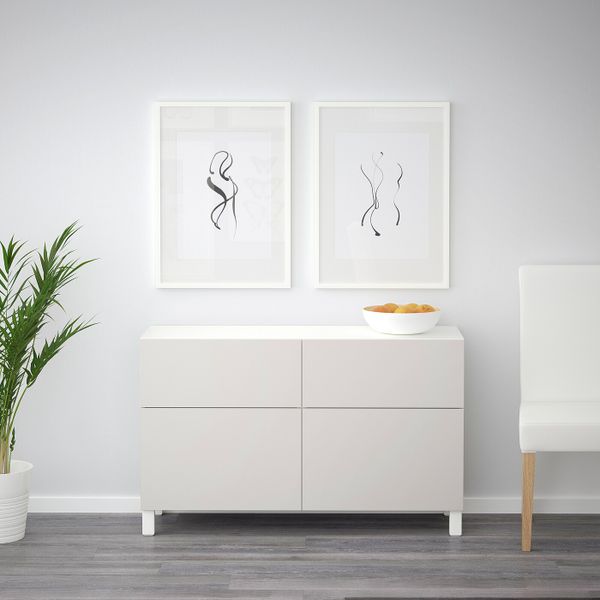 Комбинация для хранения с дверцами/ящ, белый/Лаппвикен светло-серый 120x40x74 см IKEA БЕСТО 292.492.41 - фото 3