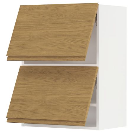 METOD Навесной шкаф/2 дверцы, горизонтал - белый/Voxtorp под дуб 60x80 см
