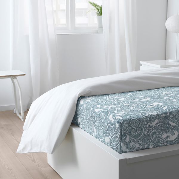 Простыня, белый, синий 150x260 см IKEA JÄTTEVALLMO ЙЭТТЕВАЛЛМО 804.366.06 - схема-чертеж с размерами