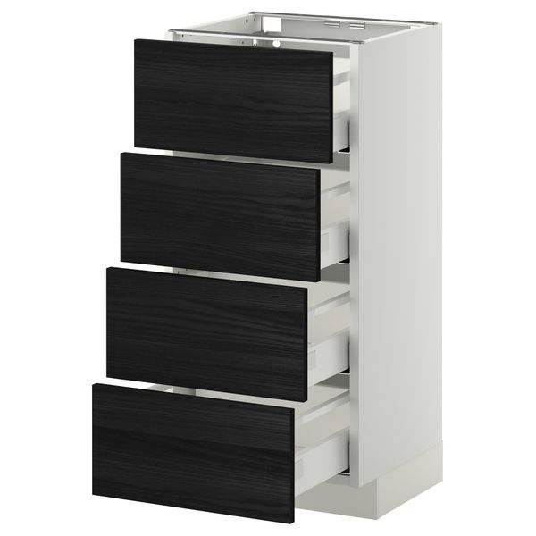 Напольный шкаф 4 фронтальных панели, 4 ящика МЕТОД / МАКСИМЕРА, белый, Тингсрид черный - схема-чертеж с размерами