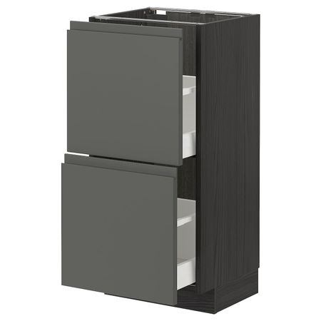 Напольный шкаф с 2 ящиками, черный/Воксторп темно-серый 40x37 см IKEA МЕТОД / МАКСИМЕРА 893.110.27