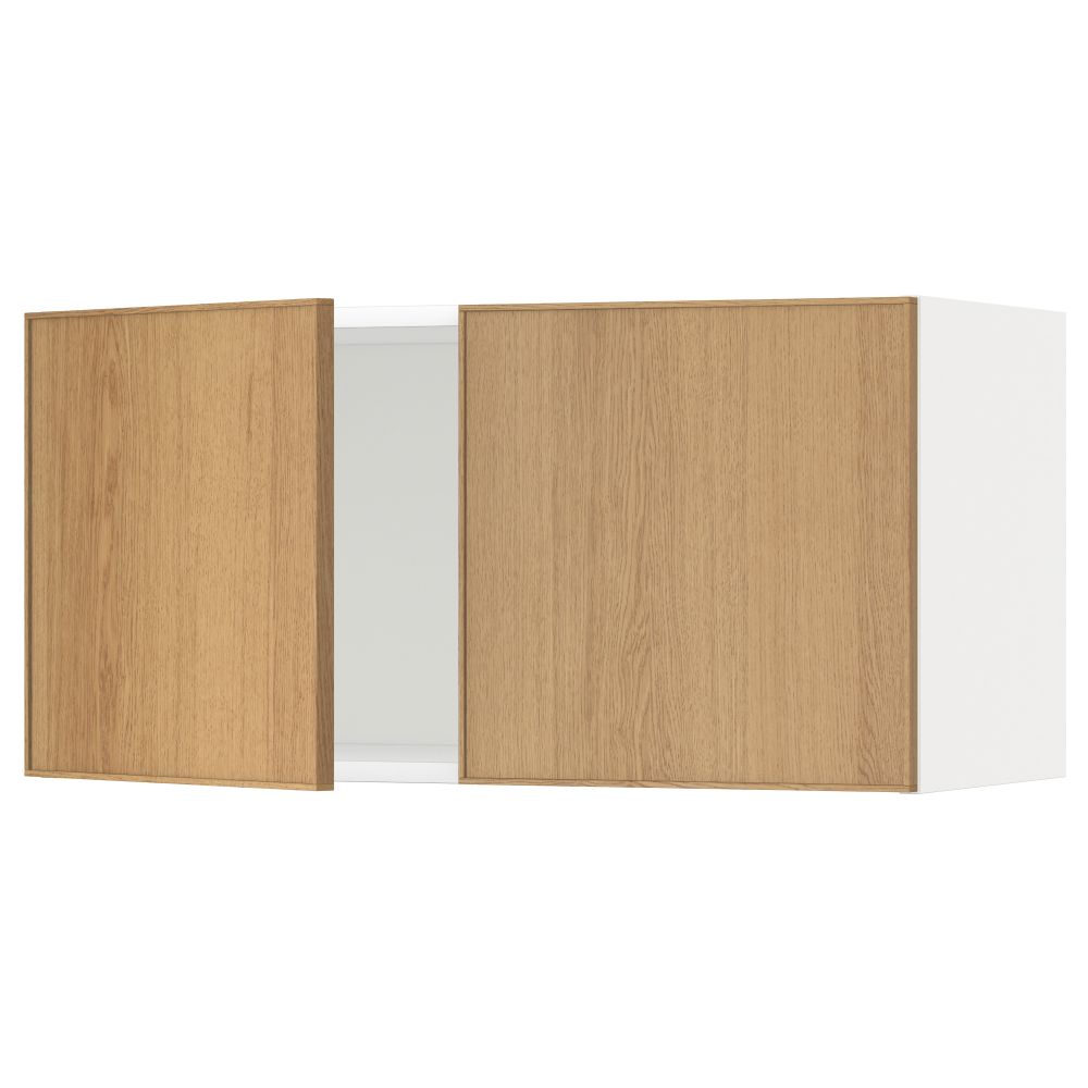 Навесной шкаф с 2 дверями МЕТОД, белый, Экестад дуб (80x40 см) - схема-чертеж с размерами