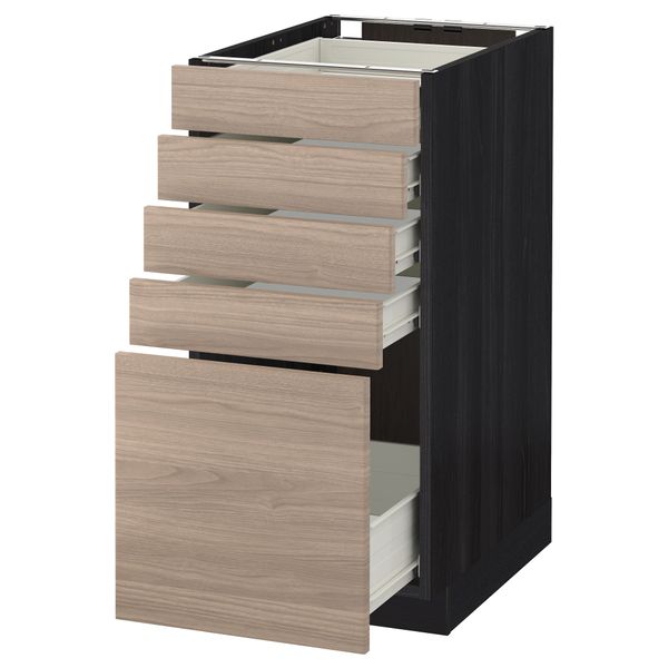 Напольный шкаф с 5 ящиками МЕТОД / ФОРВАРА, черный, Брокхульт светло-серый - схема-чертеж с размерами