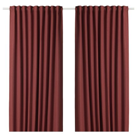 Затемняющие гардины, 1 пара, коричнево-красный, 145x300 см IKEA АННАКАЙСА 903.952.62