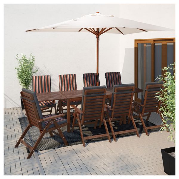 Стол + 8 кресел для сада ЭПЛАРО, коричневая морилка, Экерон черный - фото 2