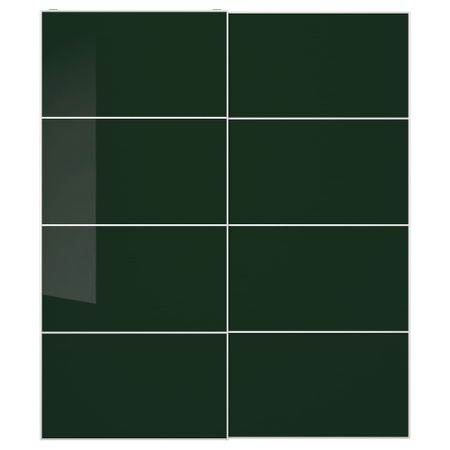 Пара раздвижных дверей ХОККСУНД, темно-зеленый глянцевый темно-зеленый