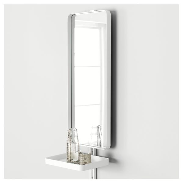 Настенная шина, зеркало, тройной крючок АЛЬГОТ, белый (30x22x197 см) - схема-чертеж с размерами