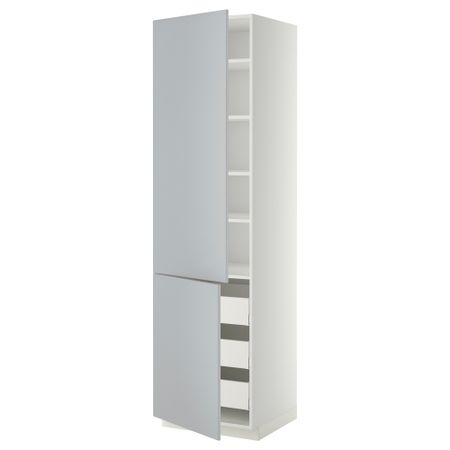 Высокий шкаф + полки, 3 ящика, 2 дверцы МЕТОД / МАКСИМЕРА, белый, Веддинге серый