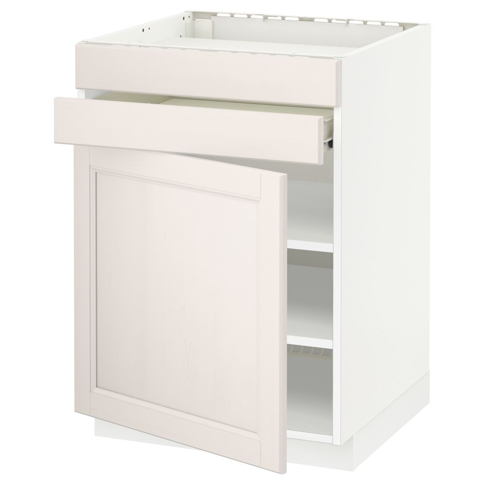 Напольный шкаф для варочной панели, доводчик, 2 фасада, 1 ящик МЕТОД / ФОРВАРА, белый, Лаксарби белый (60x60 см) - схема-чертеж с размерами