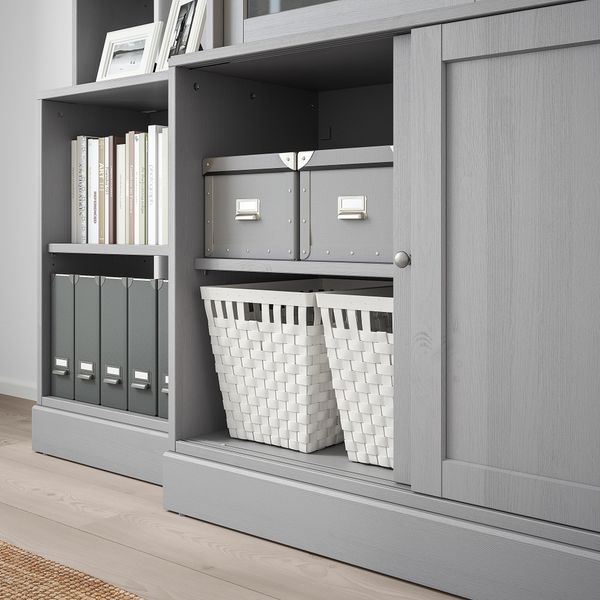 Комбинация с раздвижными дверьми, 243x47x212 см, серый IKEA HAVSTA ХАВСТА 892.752.32 - фото 4