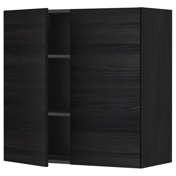 Навесной шкаф с полками/2дверцы, черный, Тингсрид черный 80x80 см IKEA МЕТОД 892.322.66 - схема-чертеж с размерами
