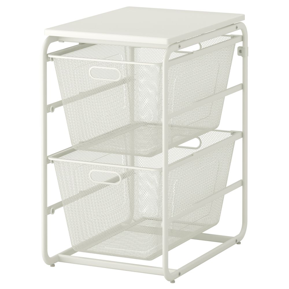 Рама, 2 сетчатые корзины, верхняя полка АЛЬГОТ, белый (41x60x72 см) - фото 1