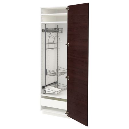 Высокий шкаф с отделением для аксессуаров для уборка, 60x60x200 cm IKEA METOD МЕТОД, MAXIMERA МАКСИМЕРА 793.348.21