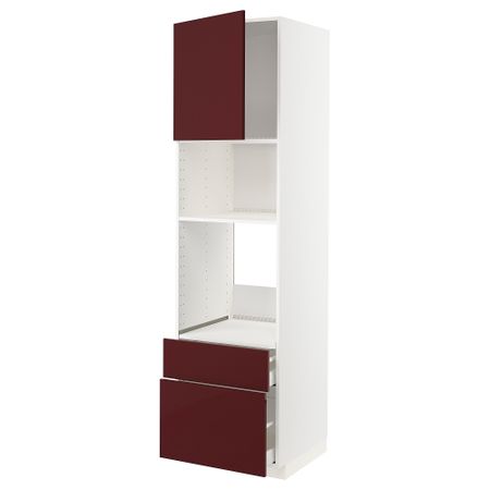 Высокий шкаф для духовки, СВЧ, дверца, 2 ящика, 60x60x220 cm IKEA METOD МЕТОД, MAXIMERA МАКСИМЕРА 994.568.40