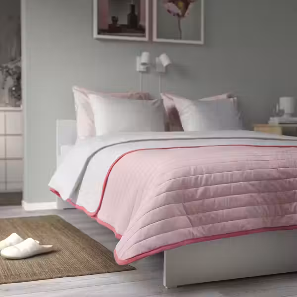 VETEJORDFLY ВЕТЕЙОРДФЛЮ Покрывало - розовый/белый 160x250 см - схема-чертеж с размерами