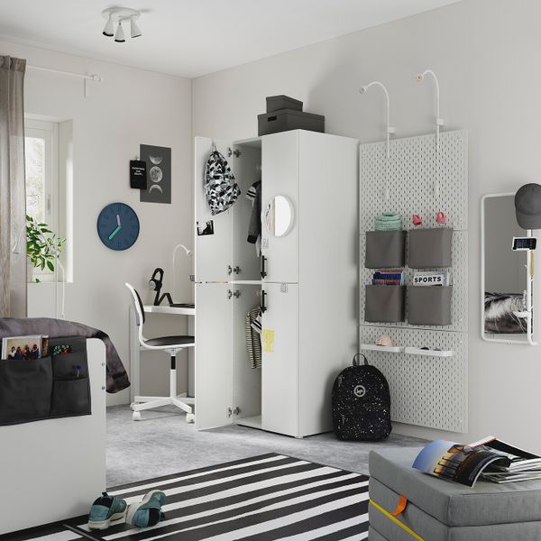 Гардероб, белый пробка/с 2 платяными штангами 60x57x181 см IKEA SMÅSTAD СМОСТАД 293.956.85 - фото 4
