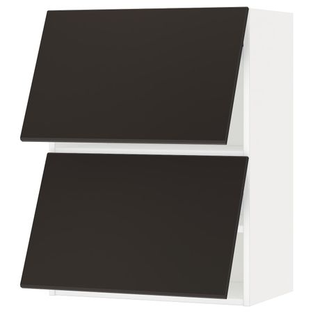 Навесной горизонтальный шкаф/2двери, белый/Кунгсбакка антрацит 60x80 см IKEA METOD МЕТОД 493.939.25