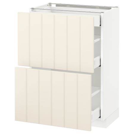 Напольный шкаф, 2 фасада, 3 ящика МЕТОД / МАКСИМЕРА, белый, Хитарп белый с оттенком